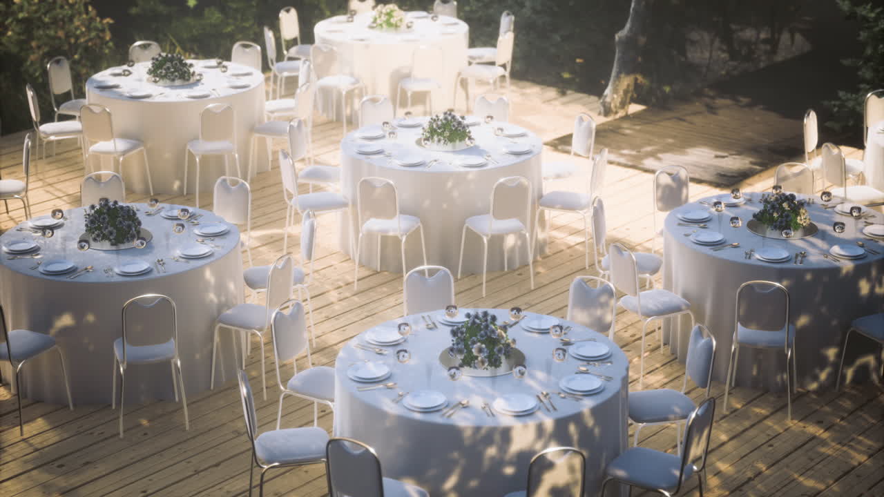 Elegant outdoor dining setup for a memorable celebration at twilight