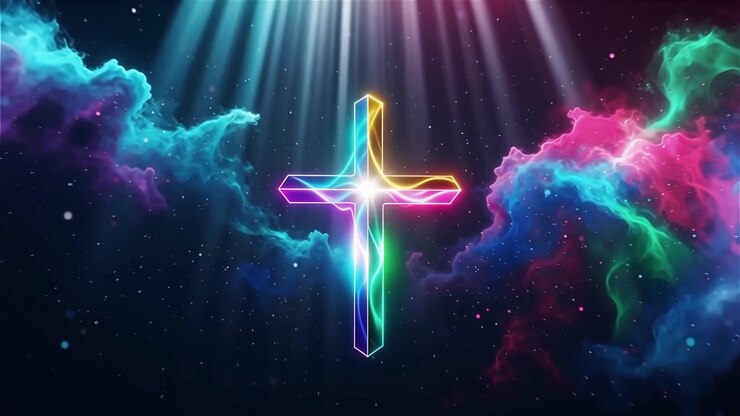Christian Cross Heavenly Light Worship Background