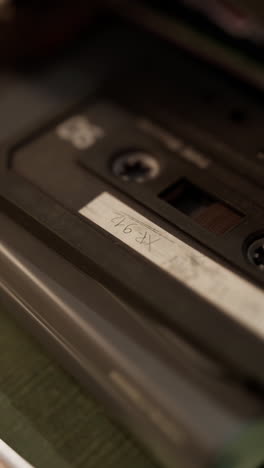 close up of an old cassette tape