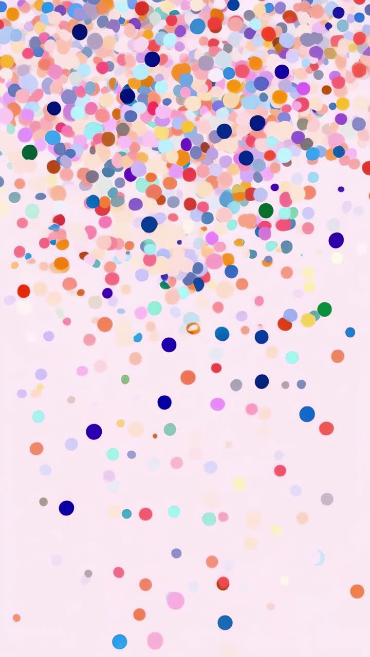 Video astratto con puntini colorati che scendono a cascata su uno sfondo rosa tenue