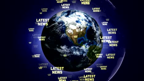 latest news text animation and earth, rendering, background, loop