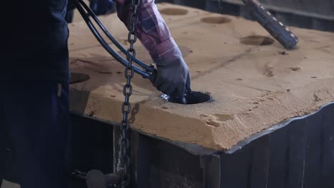 safety first concept, casting, melting, molding and foundry, the most widely used non reusable mold method is sand casting a process in which specially treated sand is rammed around the pattern