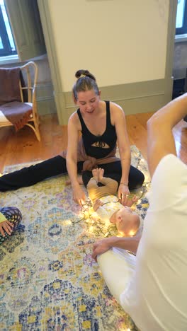 family yoga session at home