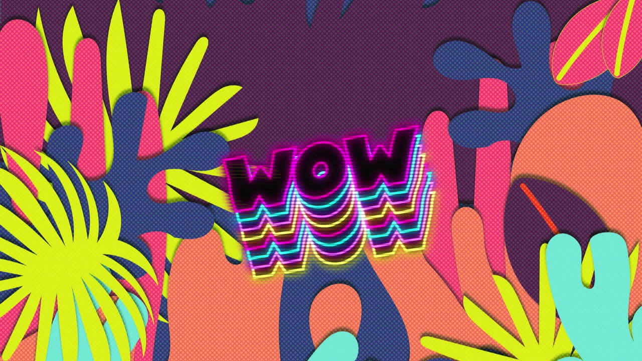 animación del texto wow sobre el fondo del patrón