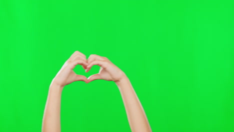 Heart,-hands-and-shape-with-child-on-green-screen