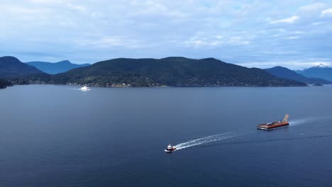 tugboat and barge in the pacific northwest