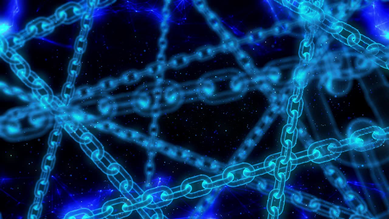 hologram block chain link technology loop animation