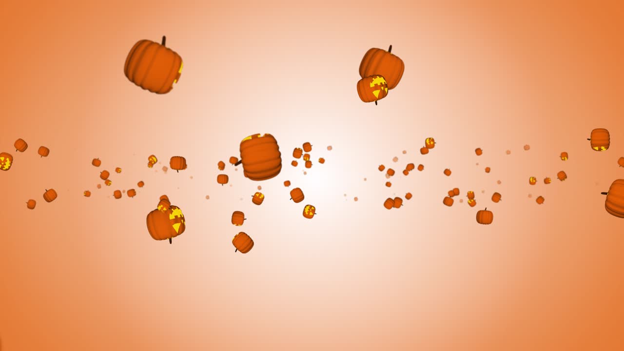 3d halloween pumpkin falling screen thanksgiving day or halloween on orange autumn harvest terror