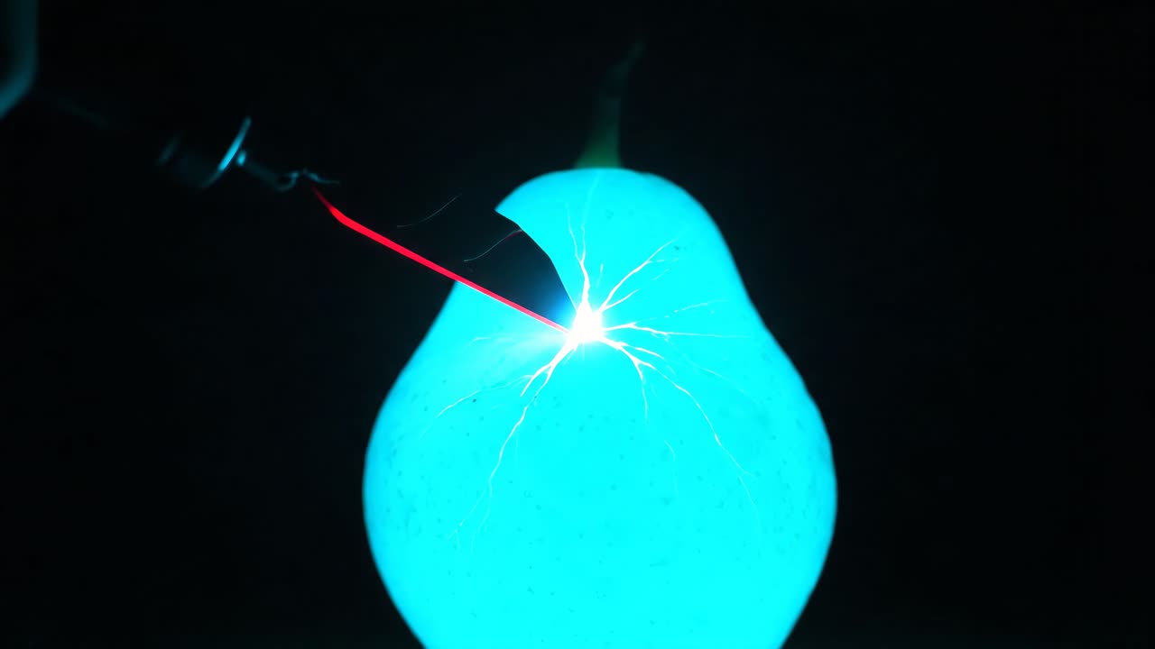 Pear Sliced by Red Hot Knife and Ice Destruction