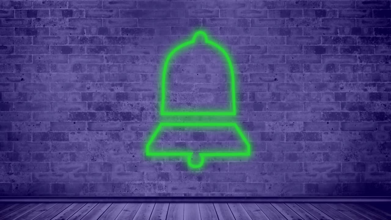 벽돌 벽 4k에 화살표 네온 표지