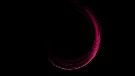 Animation-of-glowing-circle-of-pink-light-trial-with-copy-space-on-black-background