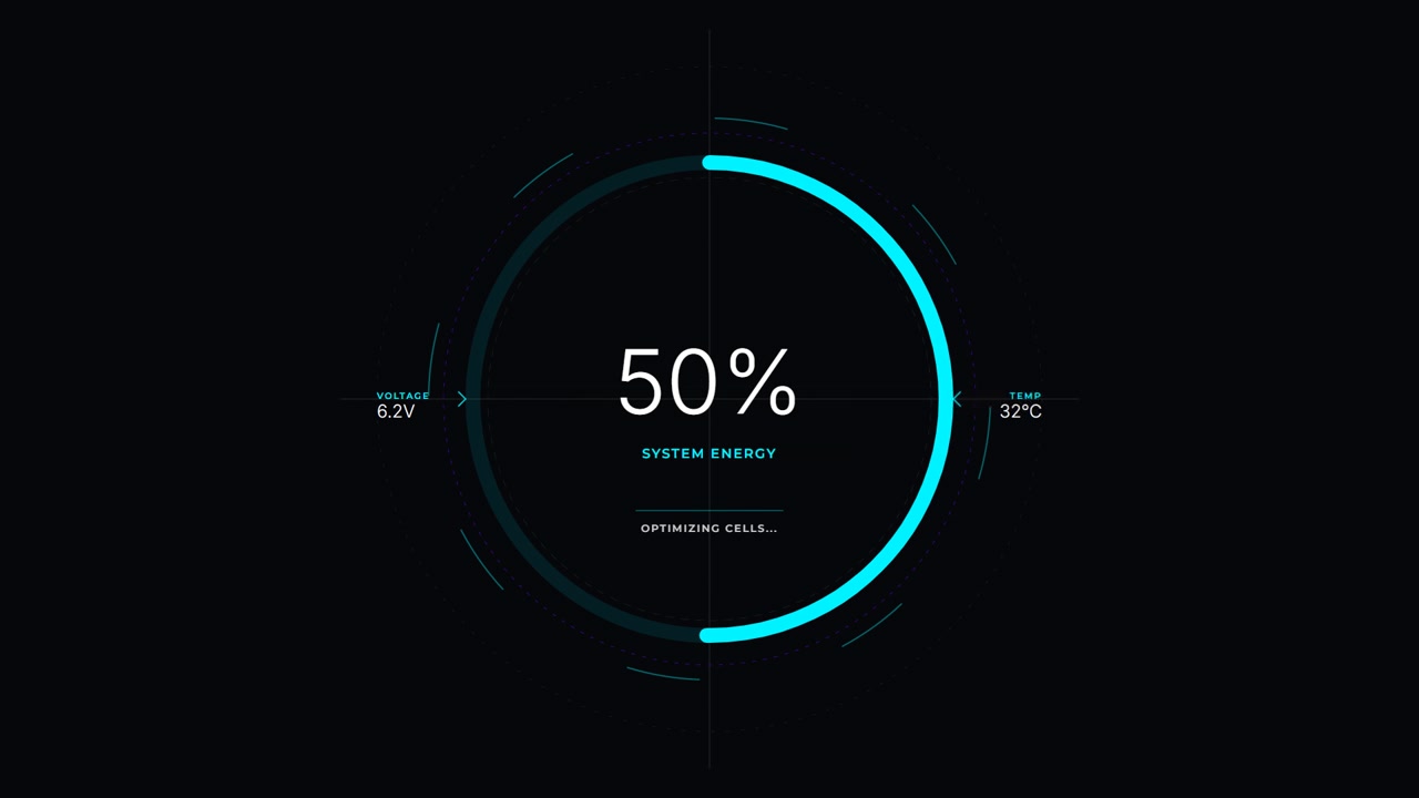 Interfaccia di caricamento energia del sistema digitale con contatore percentuale