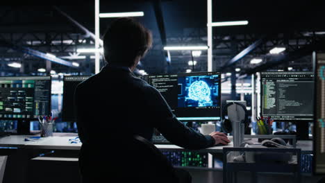 data center engineer working on artificial intelligence neural network