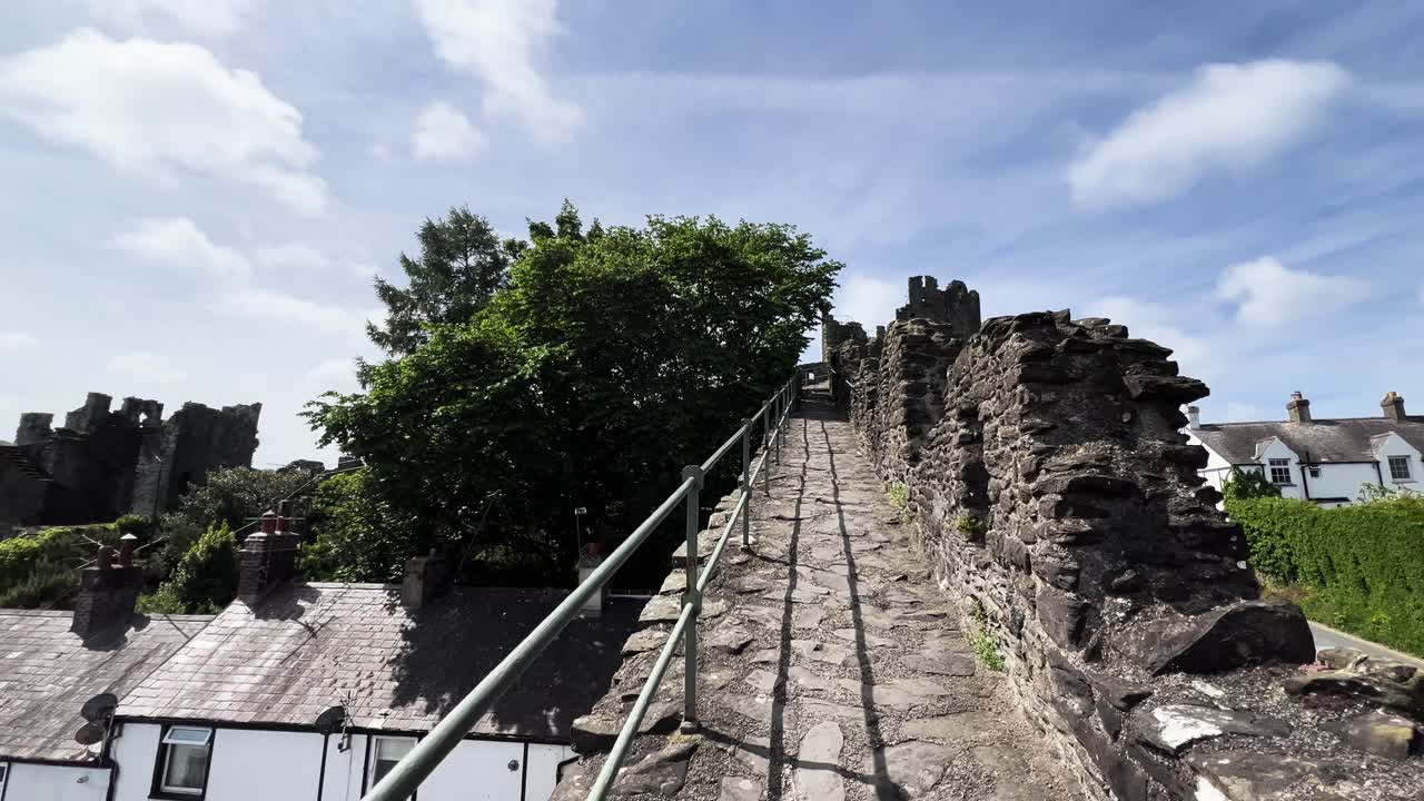 Hiking Up Conwy Town Walls View Wales