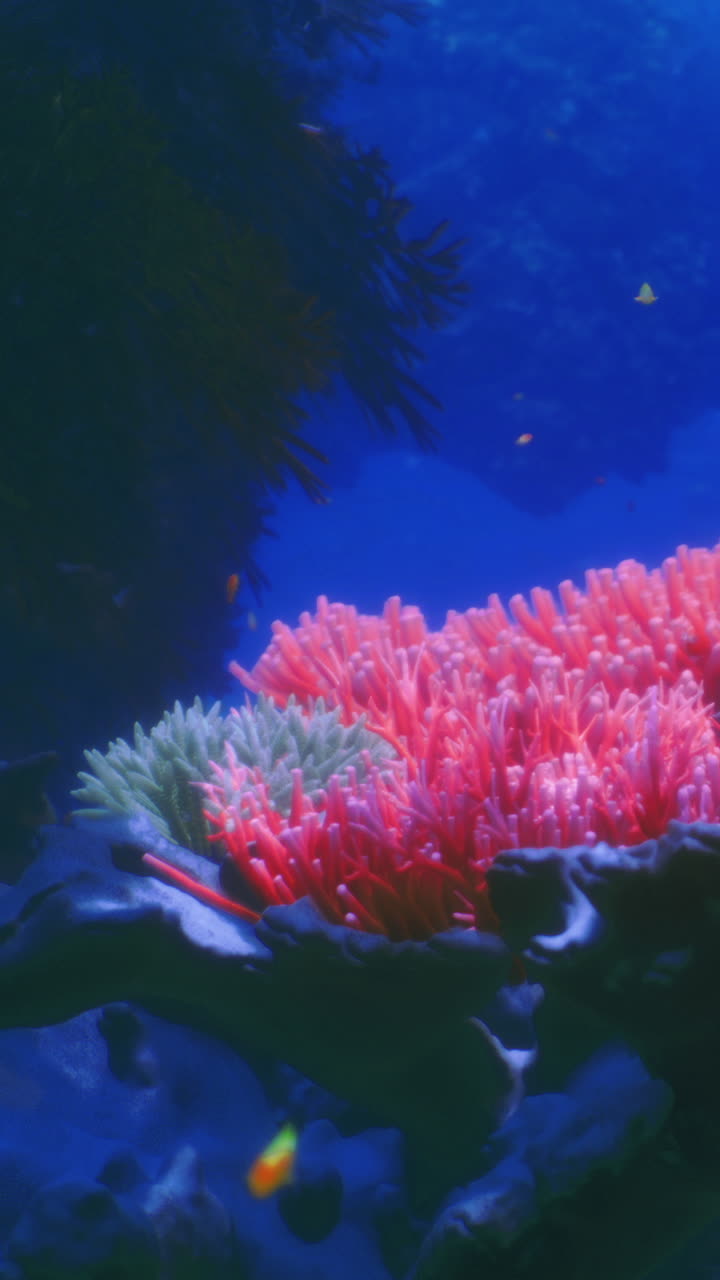 Una vivace barriera corallina brulicante di vita nelle profondità dell'oceano.