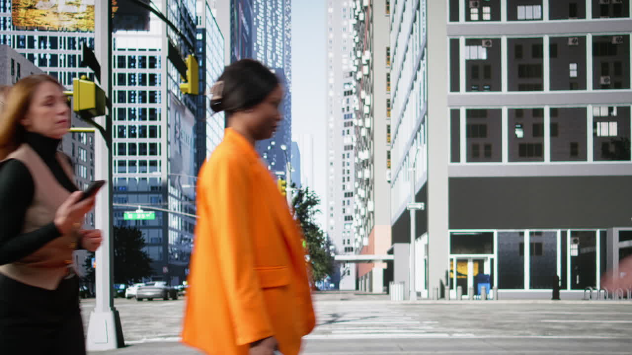 Multiethnic pedestrians minding their lifestyle on city streets