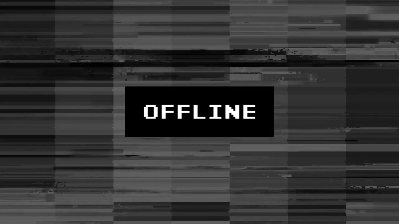 Pixelated Offline Text on Flickering Glitch Screen