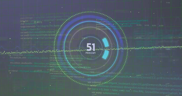 Upon dashboard activation, circular gauge filling cyan segments to show data loading progress