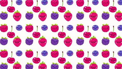 animated pattern of cherries, raspberries, blackberries and blueberries, ideal footage for themes such as cooking, pastry and food blog