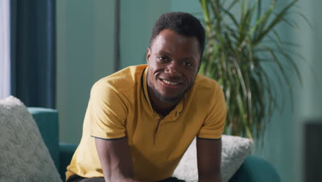 happy african american man smiling and laughing