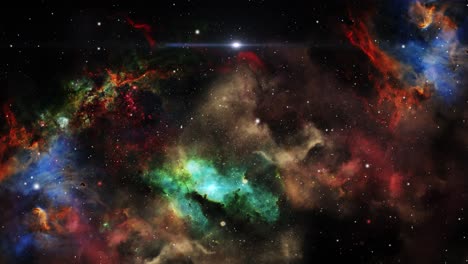 colorful nebula moving in space