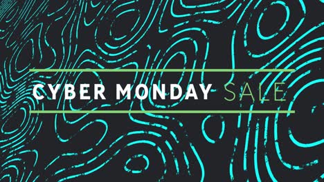 Animación-De-Venta-De-Cyber-Monday-Sobre-Fondo-Negro-Con-Ondas-Verdes.