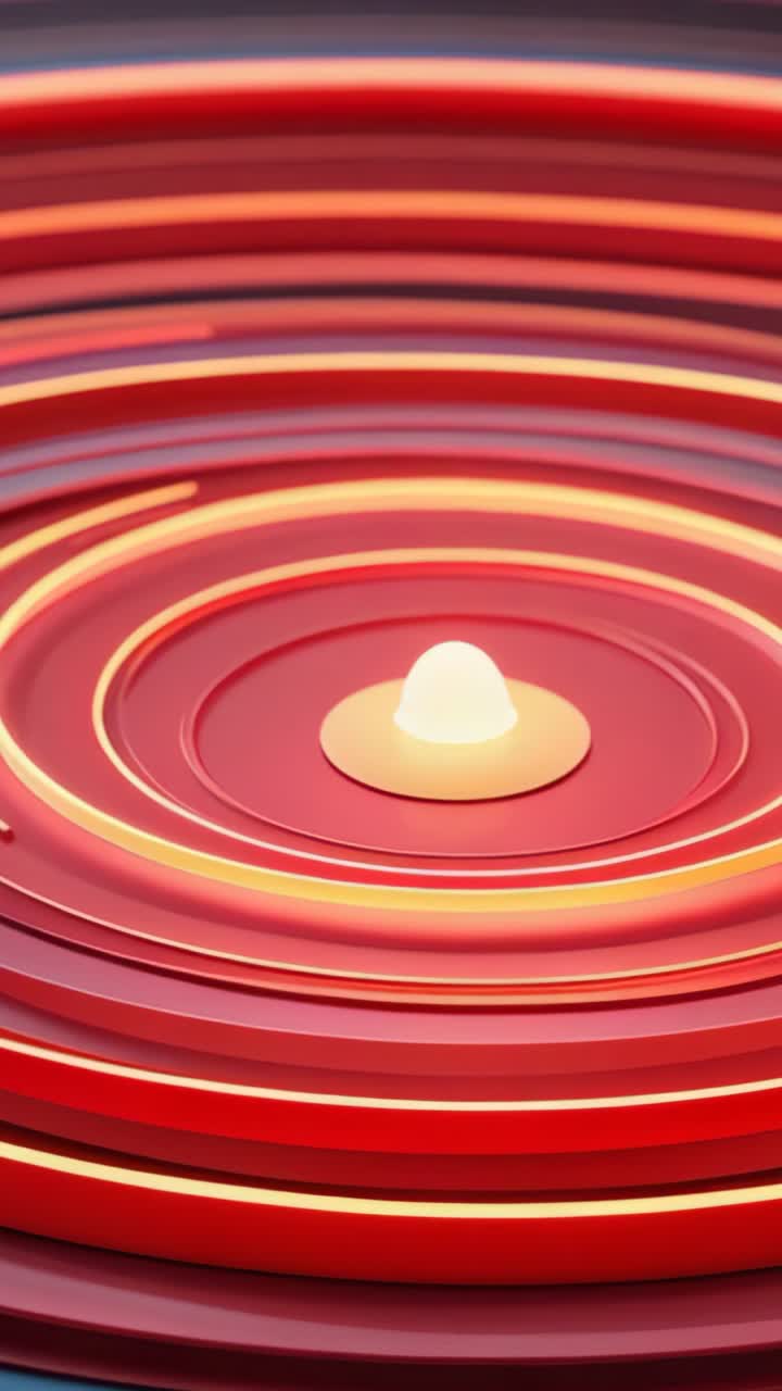 Vertical video: Tracing neon-orange bands spinning rings on dark backdrop, pulsing dome for rhythm