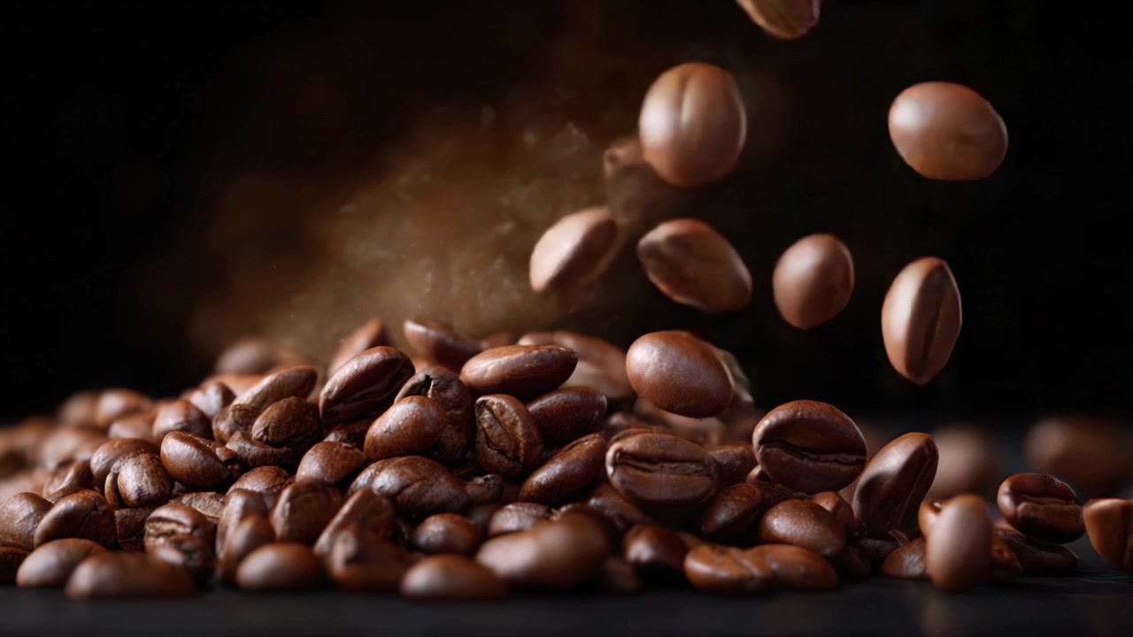 Fængslende nærbillede af kaffebønner: En visuel rejse gennem rige smagsnuancer og aromaer, der fremhæver teksturer og farver i hver lækker detalje