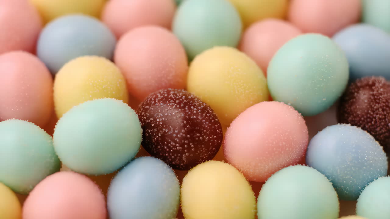 Крупный план разноцветных пастельных конфет