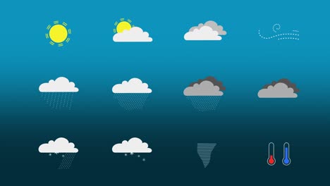 weather animated set of icons or symbols. loop with alpha matte. flat design. more options in my profile.