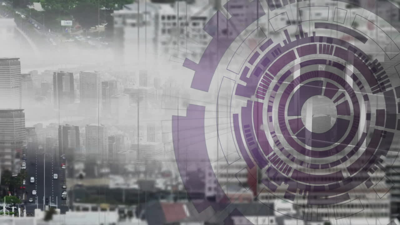 animación del alcance y procesamiento de datos sobre el paisaje urbano