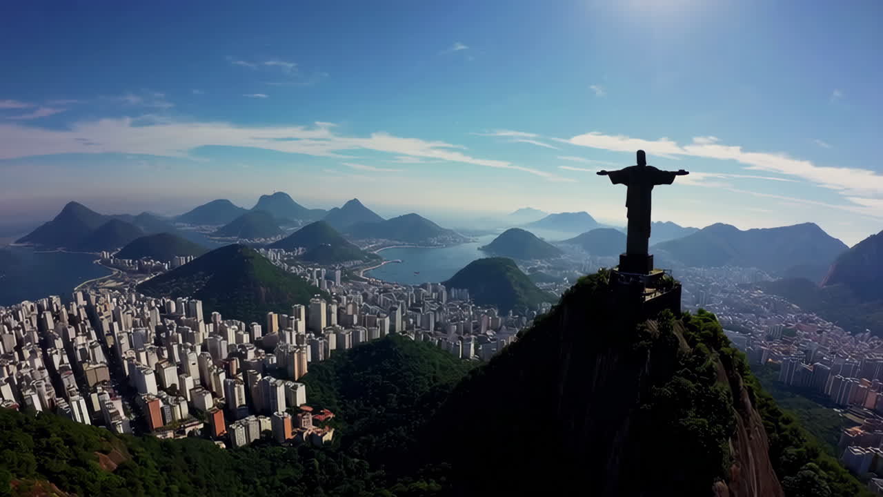 Christ the Redeemer Statue in Rio de Janeiro, Brazil - Aerial View