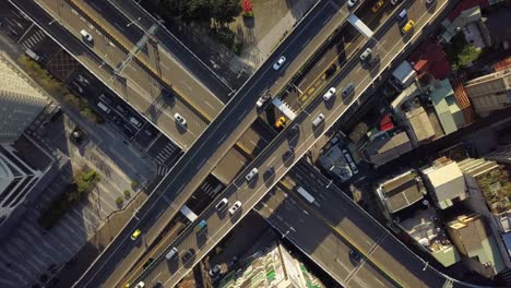 taiwan sunset light taipei city traffic street road junction crossroad aerial down panorama 4k