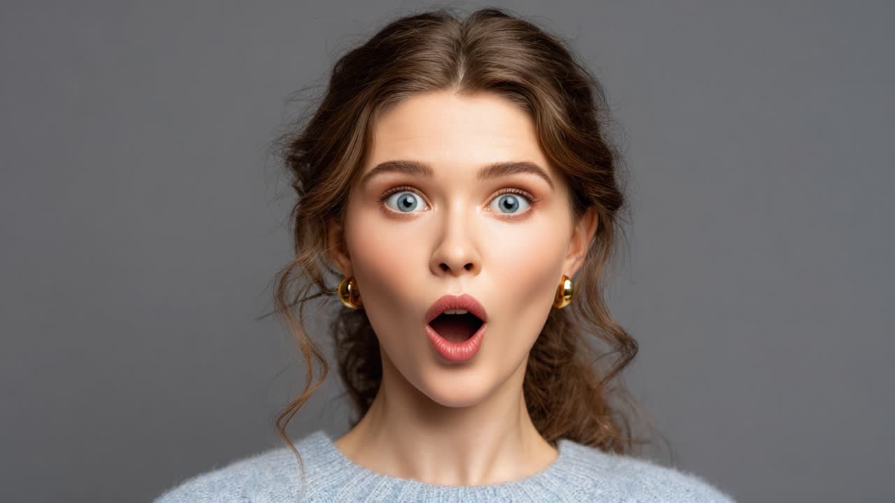 A Journey of Emotions: Transitioning from Shock to Joy in Two Captivating Expressions of Surprise and Happiness Captured in a Single Frame