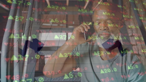 animación del procesamiento de datos sobre el hombre utilizando un teléfono inteligente