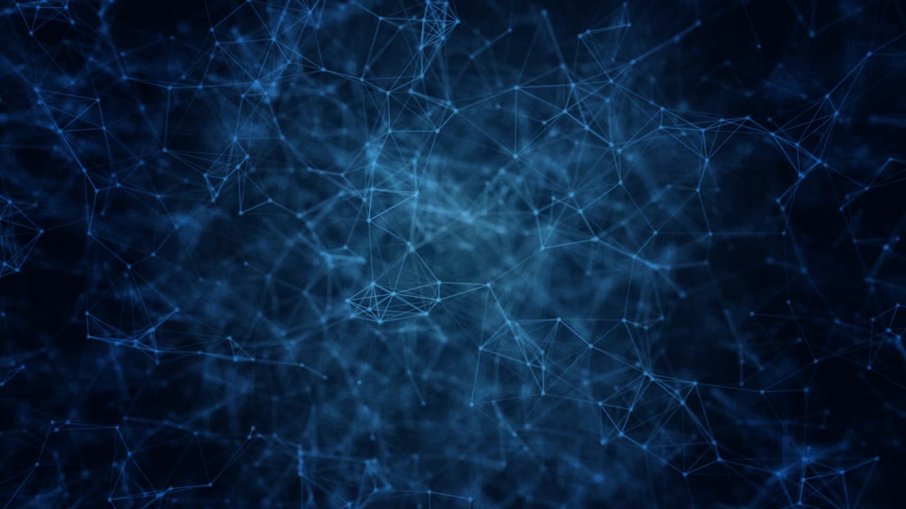 Abstract digital technology system platform dot line light connecting cyber space flow background, future innovation technology abstract presentation background concept, 3D Rendering tilt pan view.