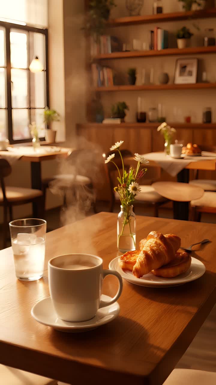 Interno di caffè estetico con atmosfera accogliente 4K