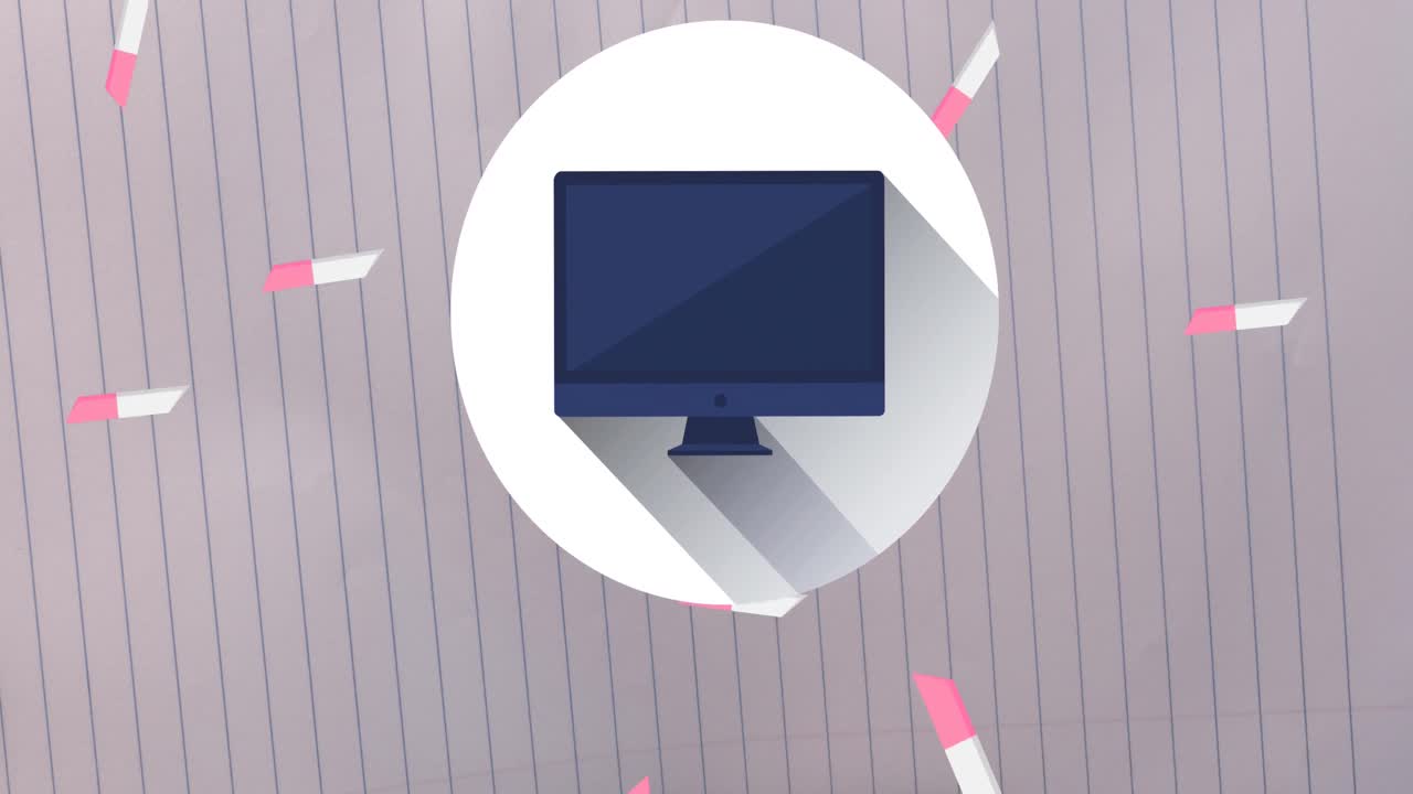 학교 아이템 아이콘의 애니메이션이  ⁇  배경에 움직입니다.