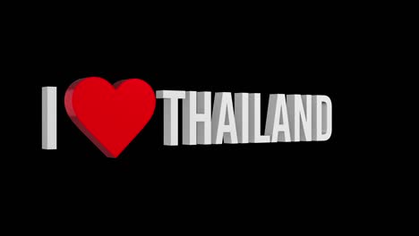 i love thailand. text and heart 3d. alpha channel