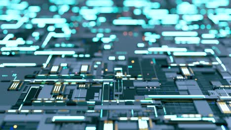 electric print circuit board and green-blue light effect. technological elements innovation background.