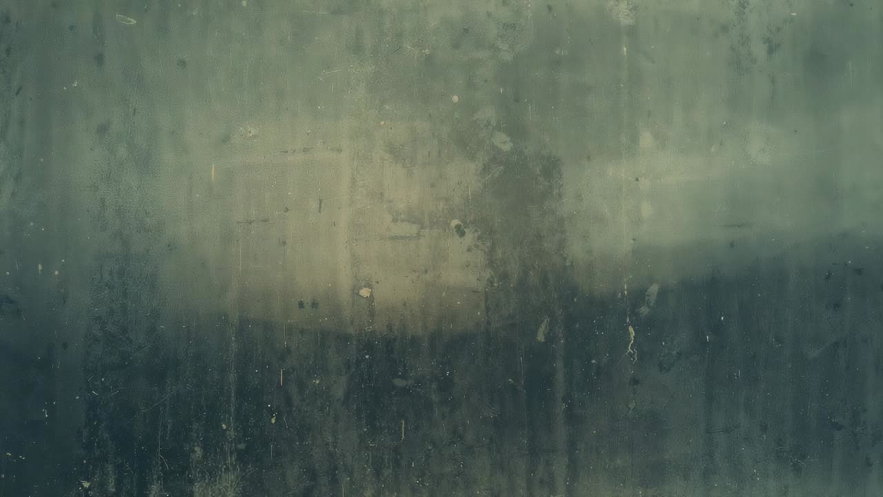 Revealing fogged glass pane with water streaks while lens moving down at window, bringing snow band