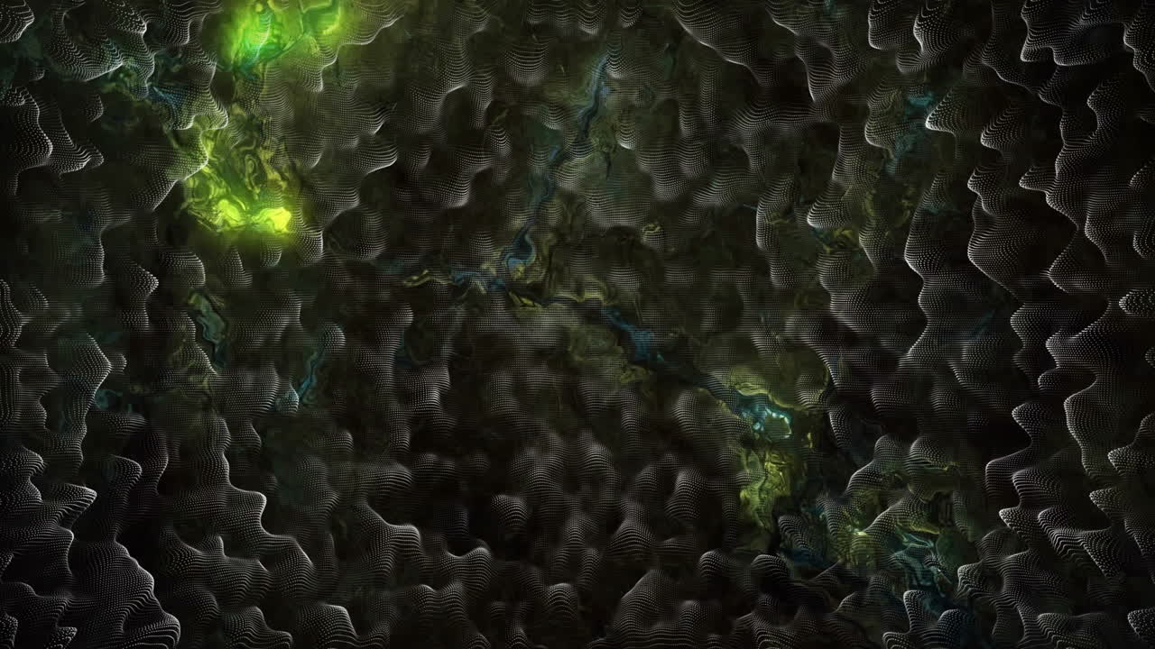 Green and black wavy animation with glowing highlights and textures
