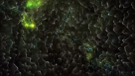 green and black wavy animation with glowing highlights and textures