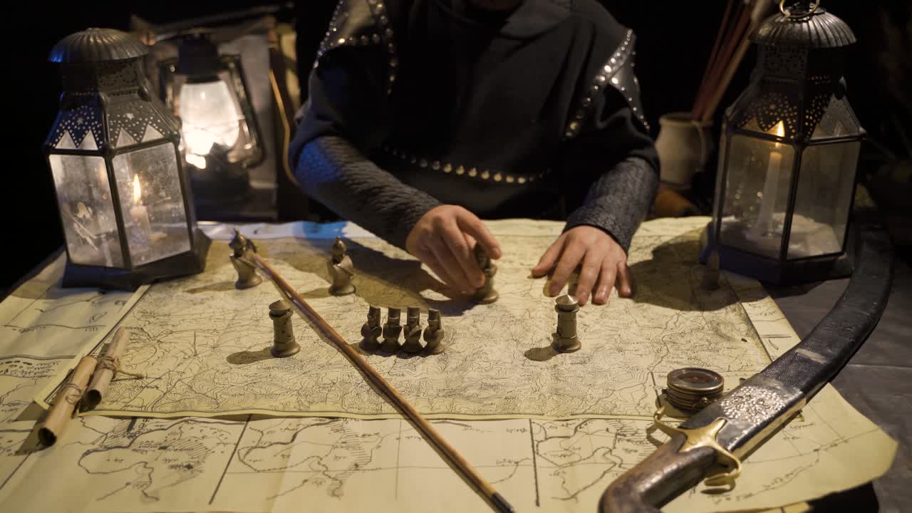 고대 시대의 진정한 전투 장면. 역사적인 계획.