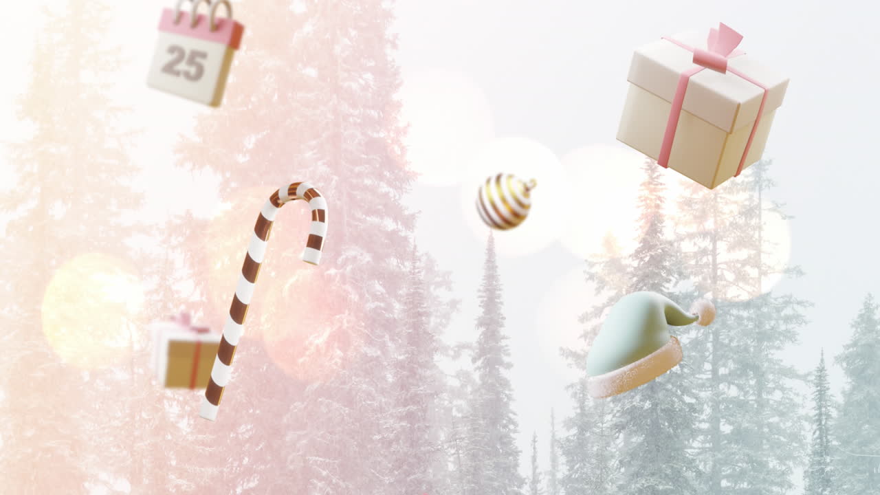 25 숫자 날짜와 크리스마스 장식과 함께 달력의 애니메이션