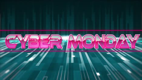 Animation-of-cyber-monday-text-over-green-trails