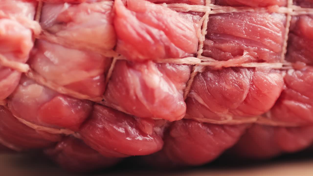 Close-up of tied beef roast