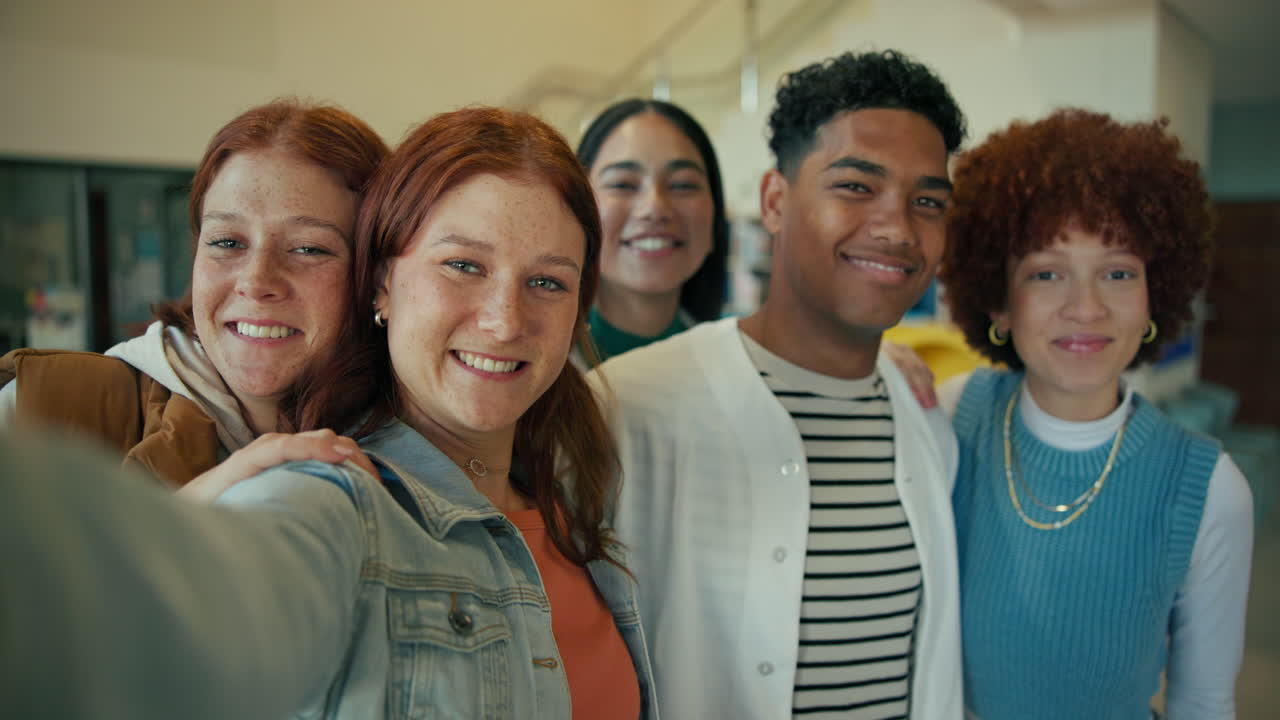 Group of Diverse Young Adults Taking a Selfie