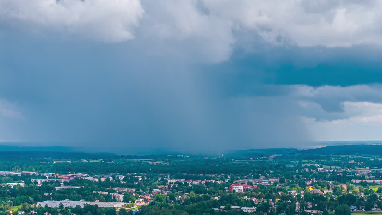 Dramatic clouds over city as storm approaches, captured in timelapse