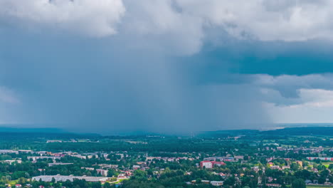 dramatic clouds over city as storm approaches, captured in timelapse